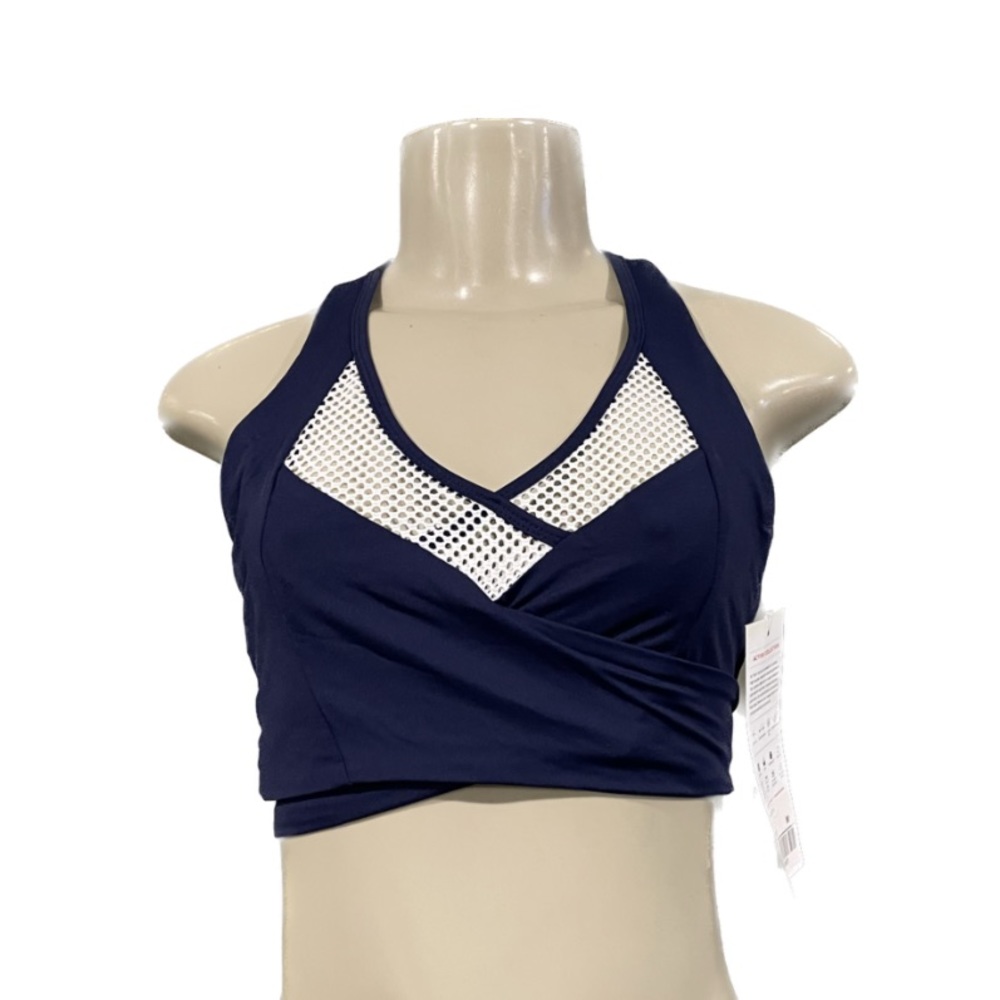 Tonic Activewear Navy Blue Mesh Accent Sports Bra - Comfortable Support